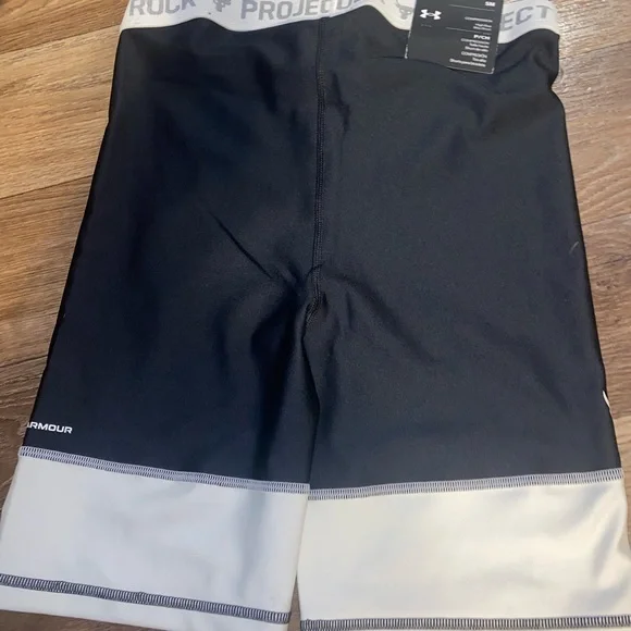 Under Armour Project Rock  Black and White Compression Shorts - Picture 2 of 4